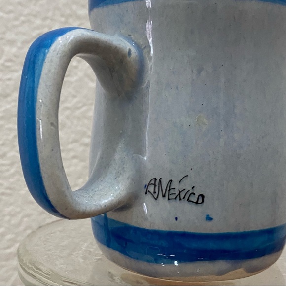 Vintage TONALA Pottery Mexico Blue Bird & Butterfly Mug - Picture 5 of 13